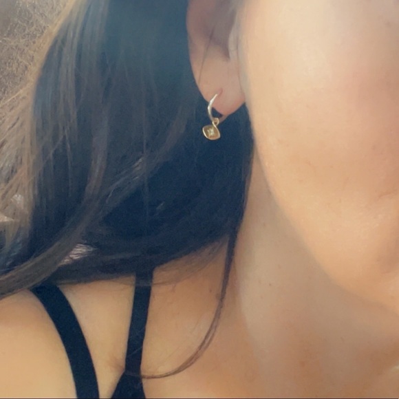 14k Gold Sterling Silver Tiny Hoop Evil Eye Earrings. - Picture 5 of 10